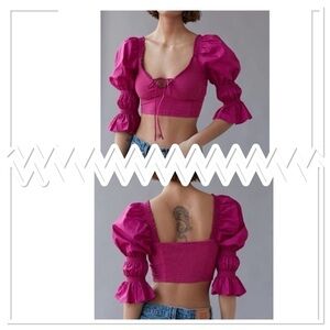 Urban Outfitters Roxy Crop Puff Sleeve Blose